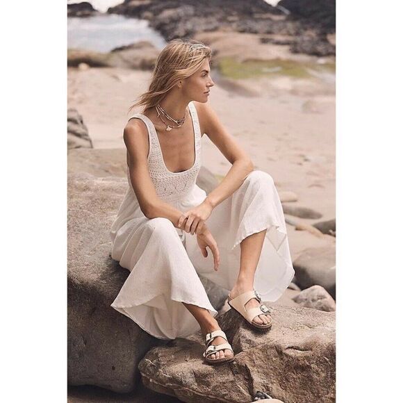 NWT FREE PEOPLE SOLEIL WIDE LEG ONE PIECE CROCHET TOP - Picture 6 of 7